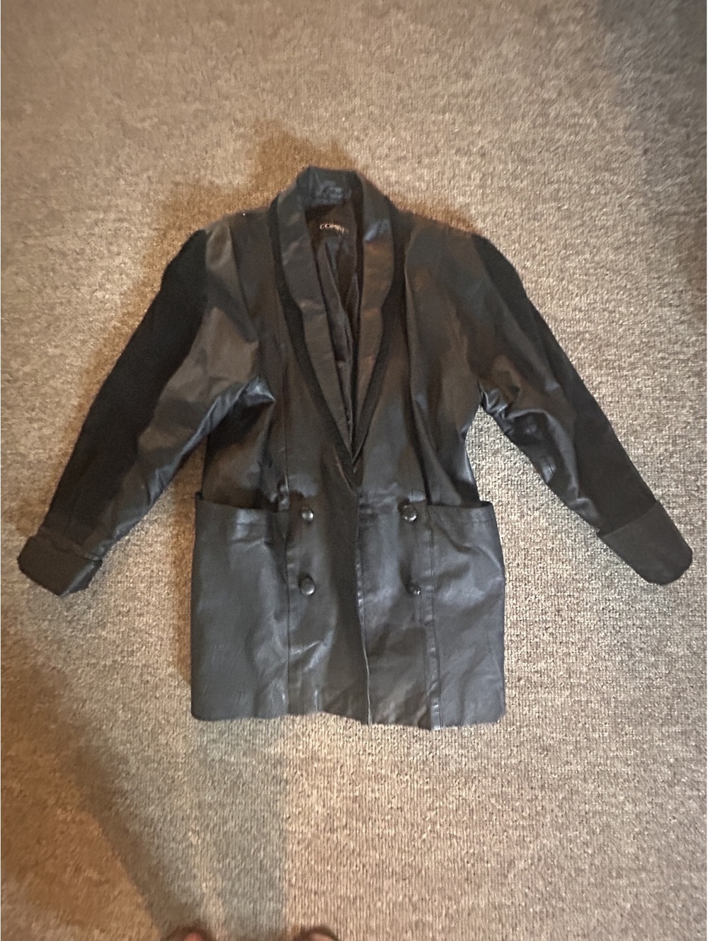 Comint Black Faux Leather Blazer Jacket Size Large